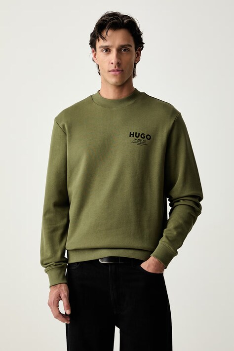 HUGO Blue суичър мъжки от памук Nespon зелен 50572772