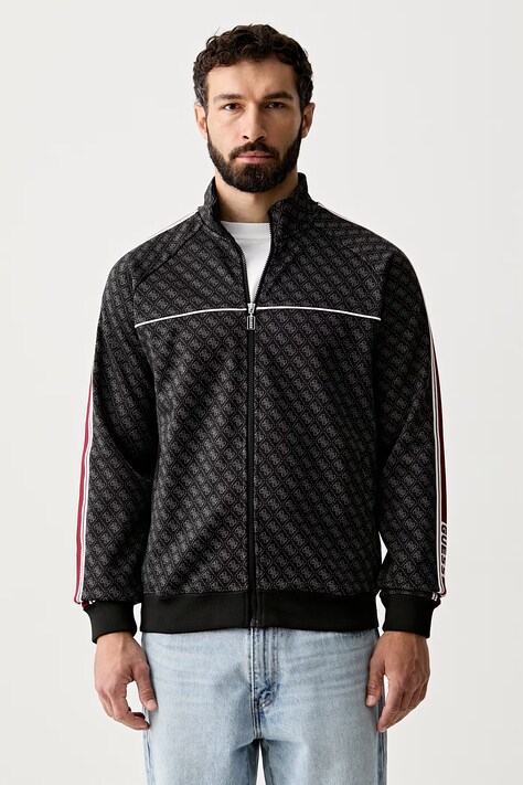 Guess hanorac cu fermoar pentru bărbați PARIMO negru Z6YQ16 K4620
