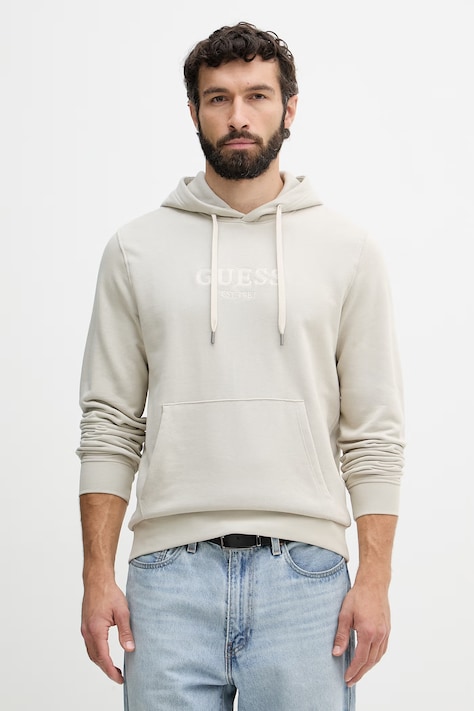 Guess кофта з капюшоном чоловіча з бавовною бежева M6YQ36 K4243