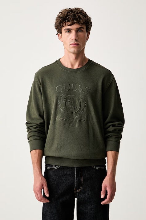 Guess bluza męska z bawełną zielona M6YQ28 K4249