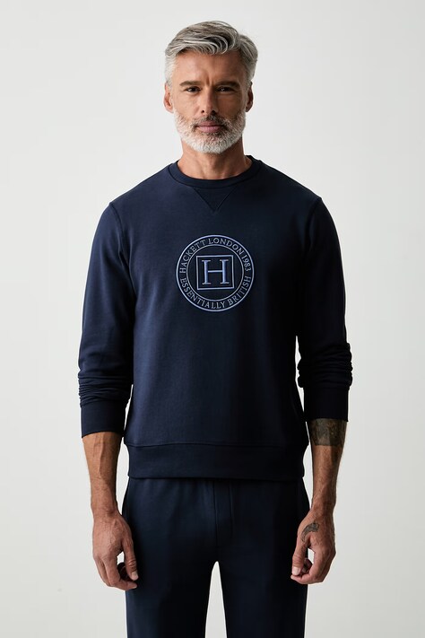 Hackett London bluza męska bawełniana granatowa HM5800112