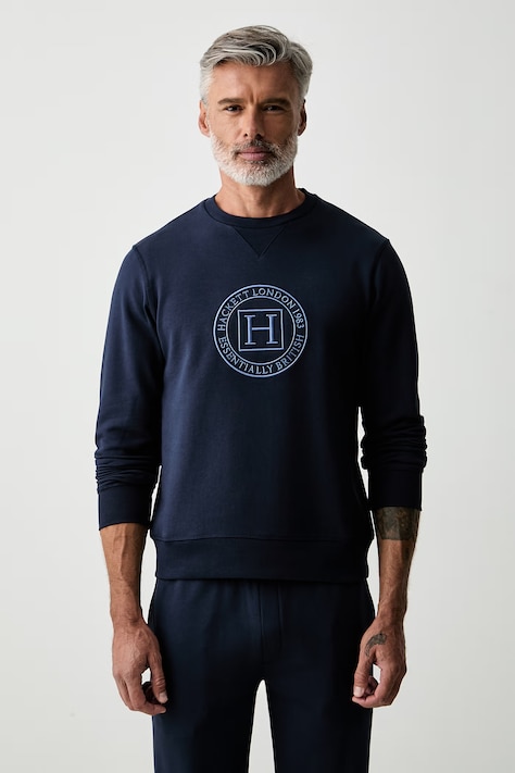 Hackett London bluza męska bawełniana granatowa HM5800112