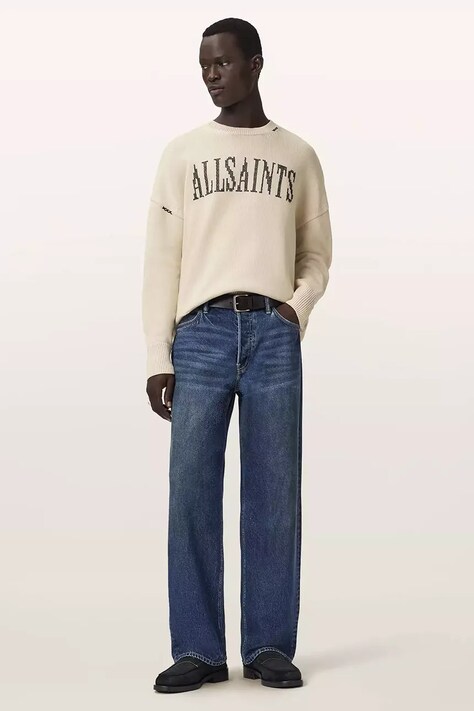 AllSaints кофта оверсайз чоловіча бавовняна CROSSED — AW26-BLMZZR, бежевий — фото 3