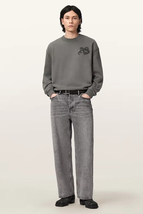 AllSaints Кофта оверсайз чоловіча бавовняна INSIGNIA — AW26-BLMZZU, сірий — фото 3