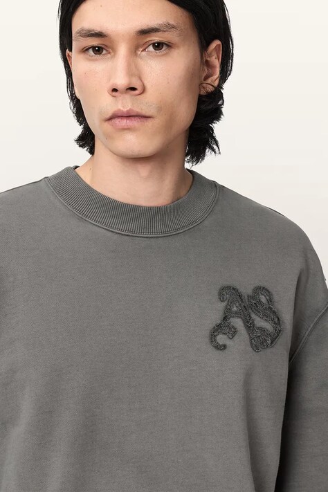 AllSaints Кофта оверсайз чоловіча бавовняна INSIGNIA — AW26-BLMZZU, сірий — фото 4