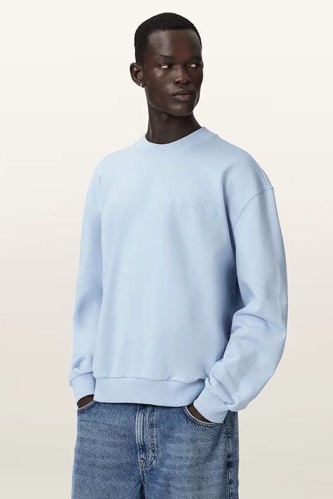 AllSaints bluza oversize męska bawełniana ODYSSEY niebieska M028NE
