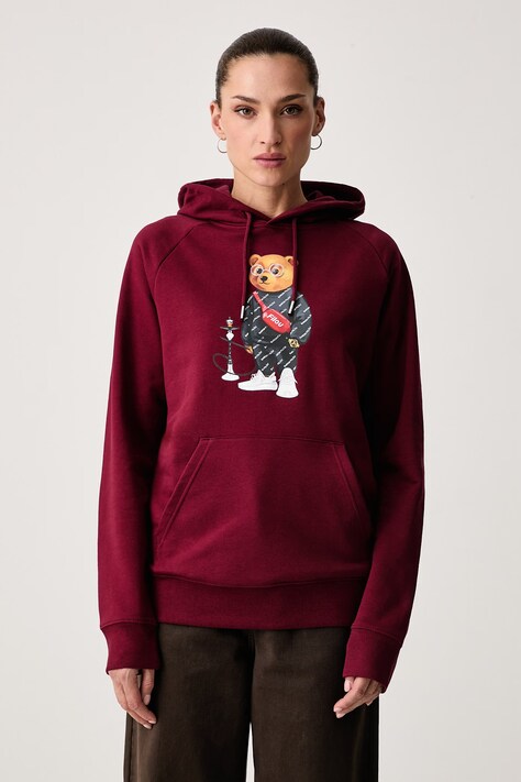 Baron Filou кофта з капюшоном з бавовною — AW26-BLUZYN, бордо — фото 3