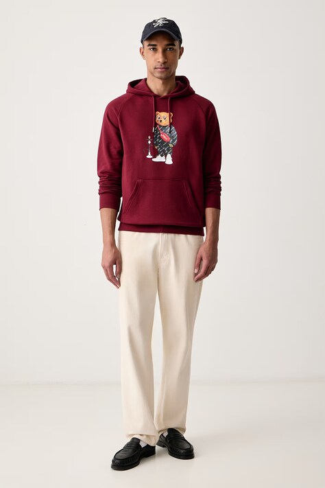 Baron Filou кофта з капюшоном з бавовною — AW26-BLUZYN, бордо — фото 4