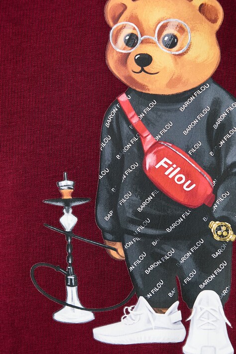 Baron Filou кофта з капюшоном з бавовною — AW26-BLUZYN, бордо — фото 9