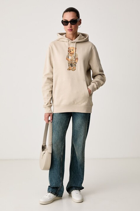 Baron Filou кофта з капюшоном бавовняна — AW26-BLUZYT, бежевий — фото 2