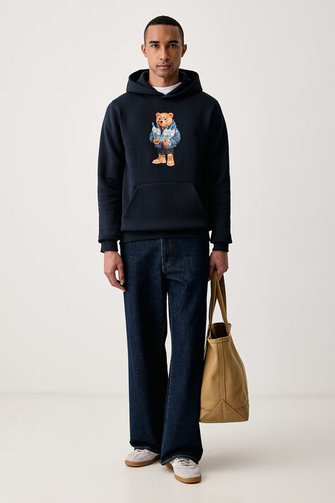 Baron Filou кофта з капюшоном з бавовною — AW26-BLUZZ5, темно-синій — фото 4