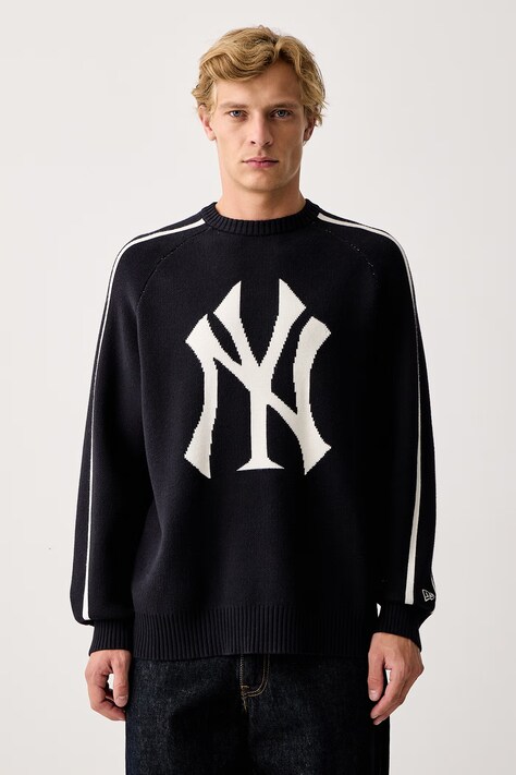 New Era Sweter z wiskozą granatowy 60897388