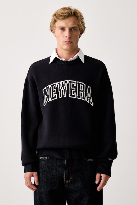 New Era Sweter z wiskozą granatowy 60897459