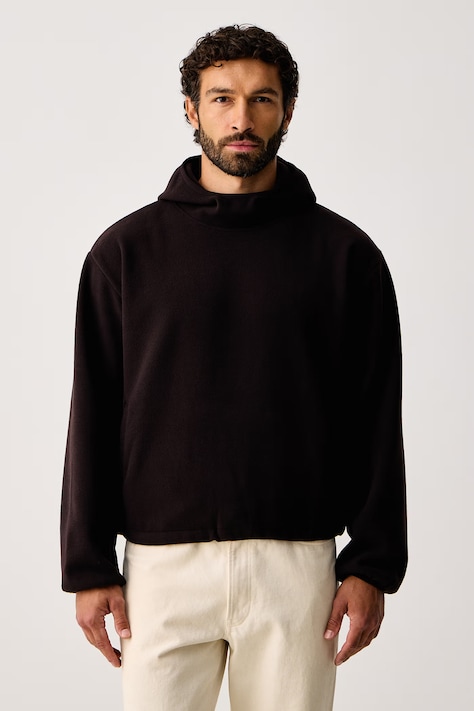 Rains Bluza z kapturem polarowa Fleece Hoodie brązowa 19010