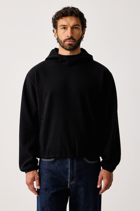 Rains Bluza polarowa Fleece Hoodie czarna 19010