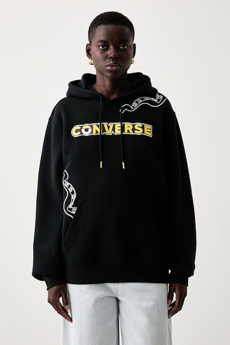 Converse bluza z kapturem z bawełną x Minions & Monsters czarna CVM6H227