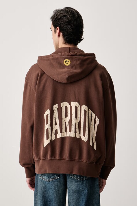 Barrow Bluza rozpinana z kapturem bawełniana brązowa F6BWUAZH031