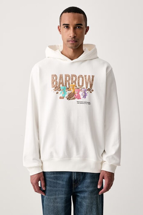 Barrow Bluza z kapturem bawełniana beżowa F6BWUAHS064