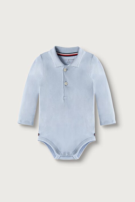 Tommy Hilfiger Body niemowlęce bawełniane z elastanem niebieskie KN0KN02075