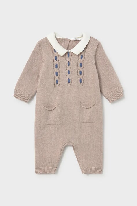 Mayoral Newborn чоловічок для немовлят з бавовною бежевий 2601