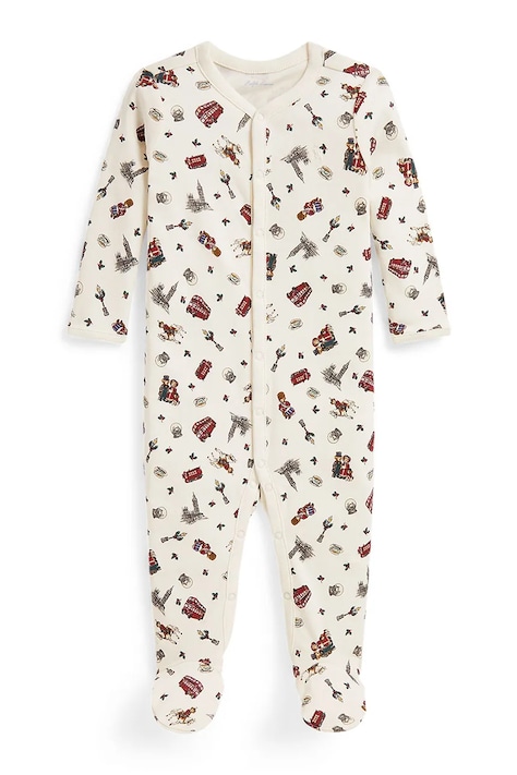 Polo Ralph Lauren Salopetă de dormit pentru copii din bumbac albă 320B28714001