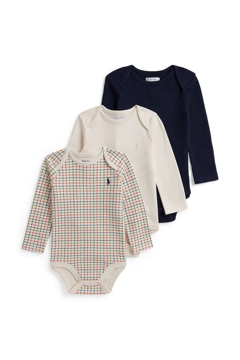 Polo Ralph Lauren body za djecu od pamuka 3-pack bež 320B27239001