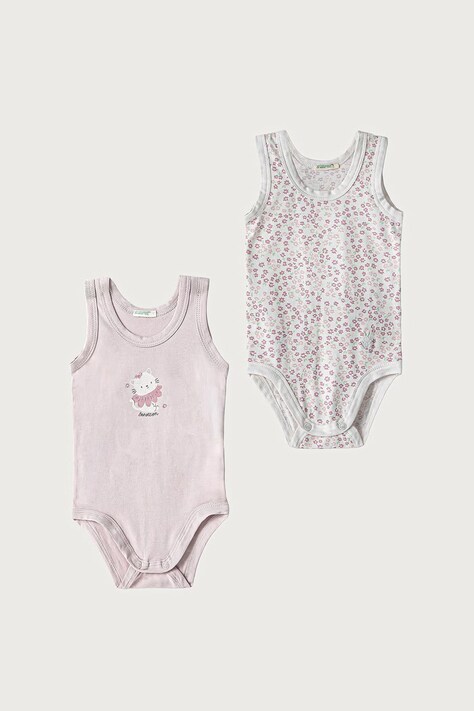 United Colors of Benetton Body dziecięce bawełniane z elastanem 2-pack różowe 3WGGAB012