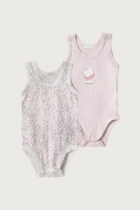 United Colors of Benetton Body dziecięce bawełniane z elastanem 2-pack różowe 3WGGAB012