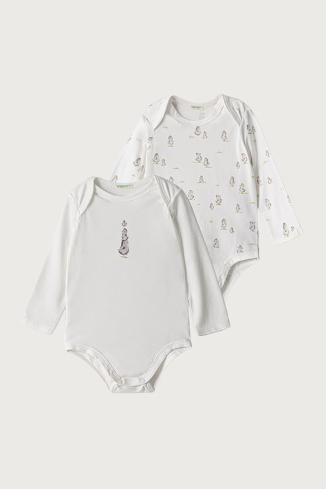 United Colors of Benetton Боді дитяче бавовняне з еластаном 2 шт. бежеве 3WGGAB011