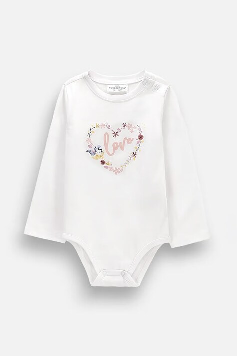 Coccodrillo Body pentru bebeluși din bumbac cu elastan alb MAGIC AND LOVE GIRL NEWBORN
