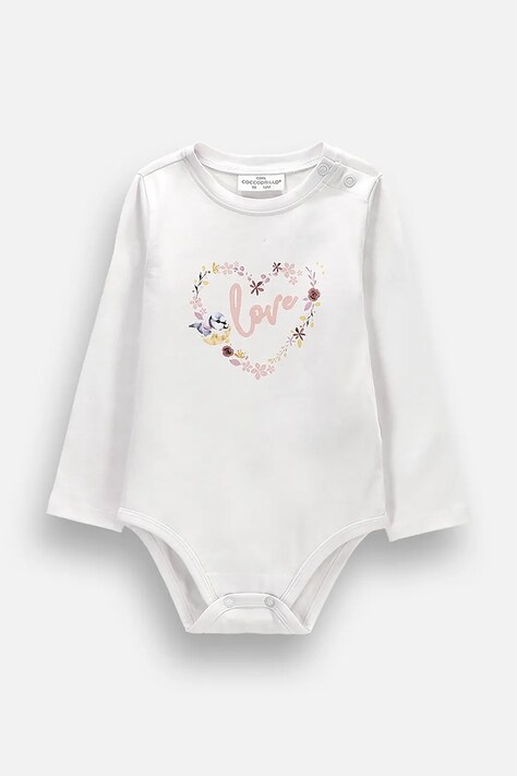 Coccodrillo Body kojenecké bavlněné s elastanem bílé MAGIC AND LOVE GIRL NEWBORN