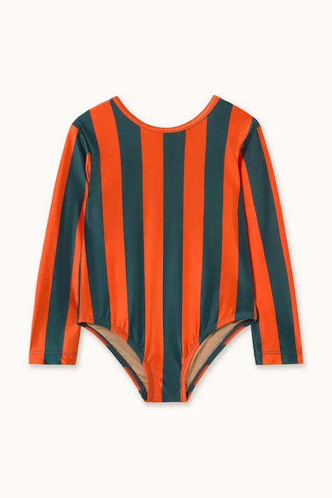 Tinycottons Body dziecięce RED-BLUE STRIPES SHINY BODY pomarańczowe AW26-308