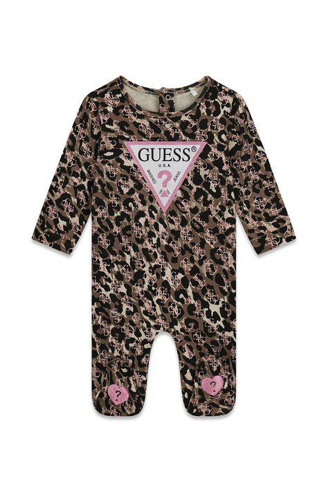 Guess śpiochy niemowlęce bawełniane z elastanem brązowe S6YG01 K3922