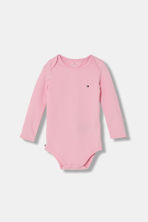 Tommy Hilfiger body niemowlęce bawełniane z elastanem 3-pack różowe KN0KN02254