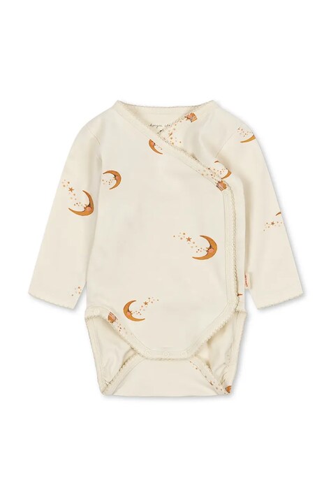 Konges Sløjd Body niemowlęce bawełniane z elastanem BASIC LS NEWBORN BODY GOTS beżowe KS106381