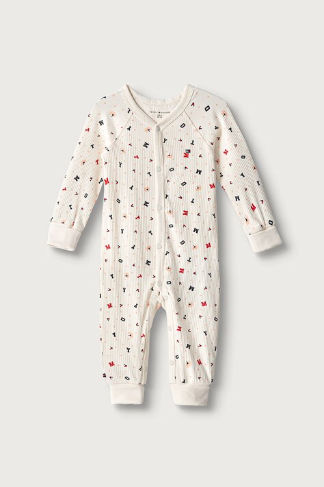 Tommy Hilfiger Pajacyk niemowlęcy bawełniany z elastanem biały KN0KN02410