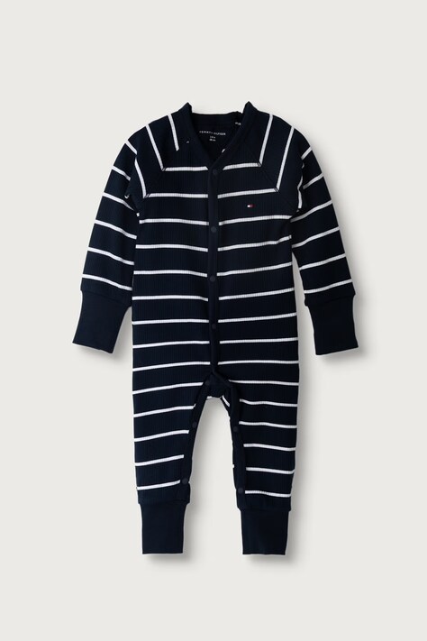 Tommy Hilfiger Pajacyk niemowlęcy bawełniany z elastanem granatowy KN0KN02410