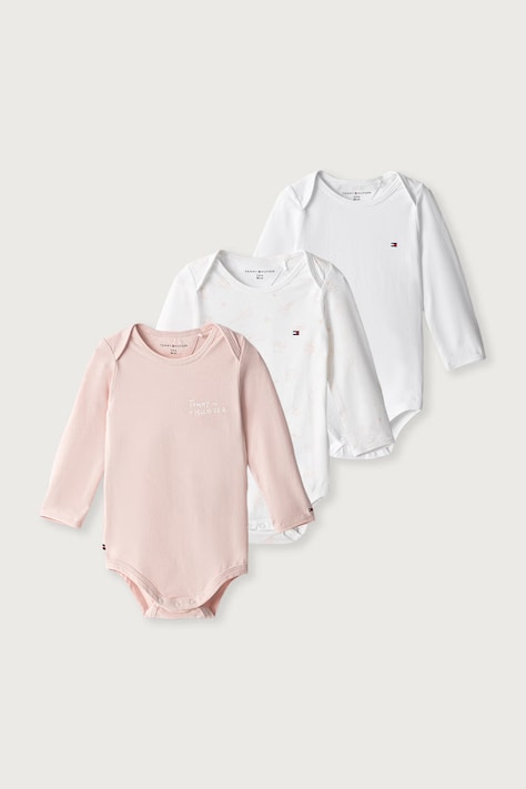 Tommy Hilfiger Body niemowlęce bawełniane z elastanem 3-pack różowe KN0KN02316
