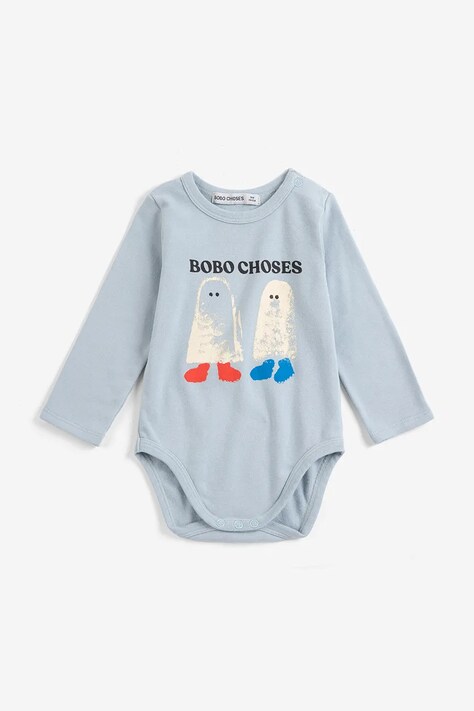 Bobo Choses κορμάκι παιδικό βαμβακερό με ελαστάν Booty Ghosts μπλε B226AB036