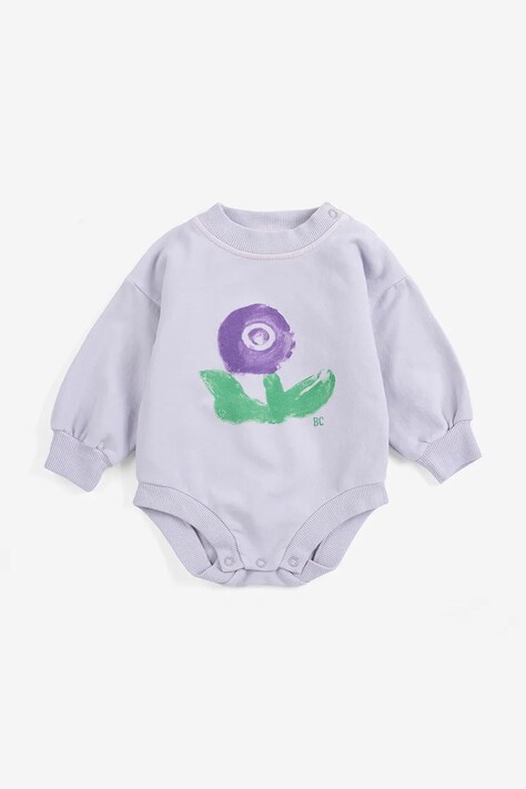 Bobo Choses Body detské bavlnené s elastanom Stamp Bloom fialové B226AB004