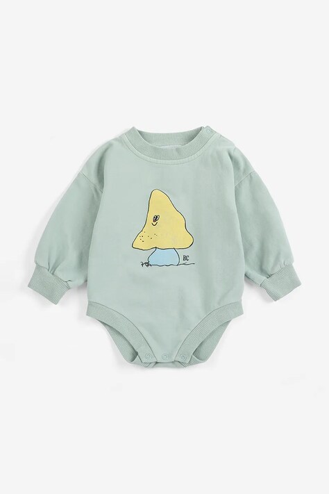 Bobo Choses Body dojčenské bavlnené s elastanom Mush Monster tyrkysové B226AB003