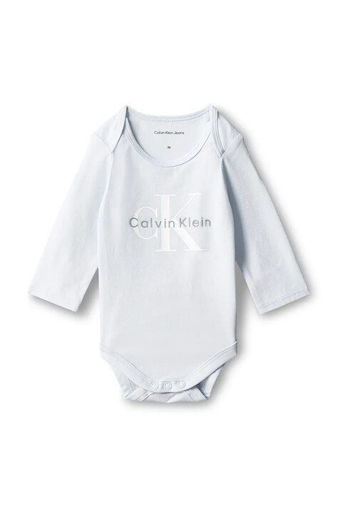 Calvin Klein Jeans Body niemowlęce bawełniane z elastanem niebieskie LVCKFJN01N