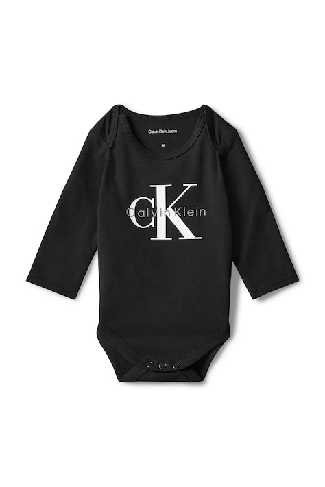 Calvin Klein Jeans Body za bebe od pamuka s elastanom crni LVCKFJN01N