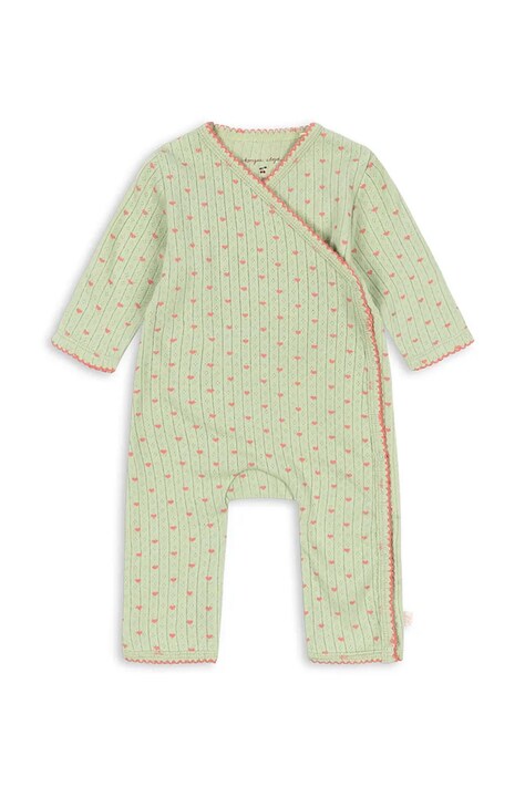 Konges Sløjd Pajacyk niemowlęcy bawełniany MINNIE NEWBORN ONESIE GOTS zielony KS106169