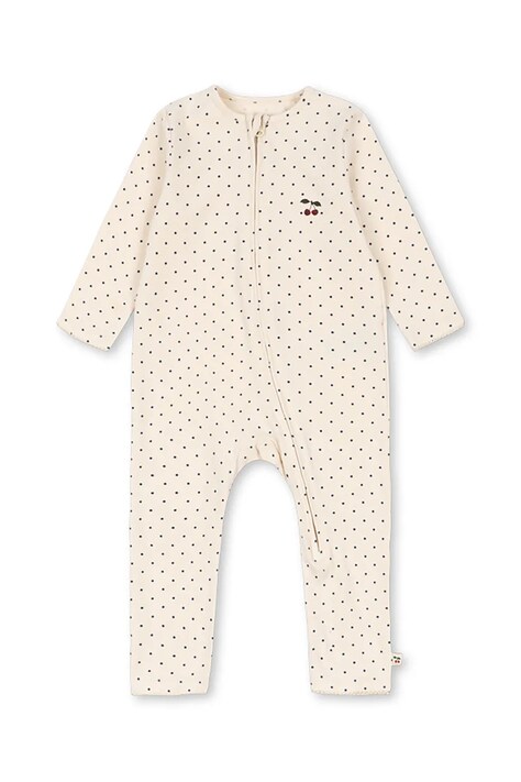 Konges Sløjd Gyerek rugdalózó pamut elasztánnal BASIC ZIP ONESIE GOTS bézs KS105901