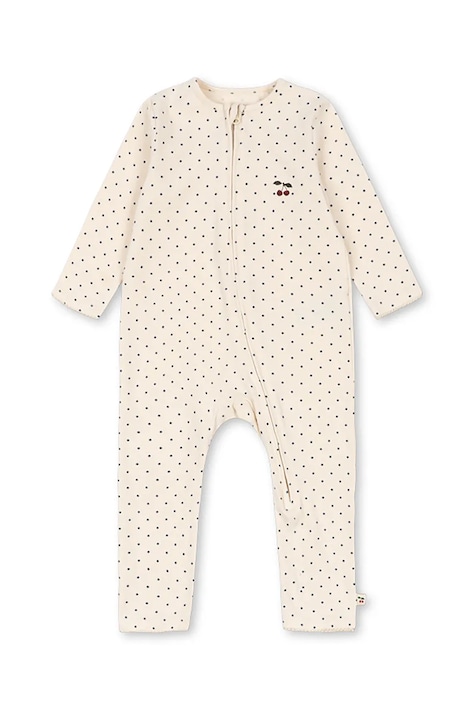 Konges Sløjd Gyerek rugdalózó pamut elasztánnal BASIC ZIP ONESIE GOTS bézs KS105901