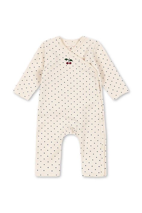 Konges Sløjd Pajacyk dziecięcy bawełniany z elastanem BASIC NEWBORN ONESIE GOTS beżowy KS105898