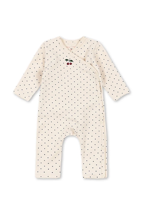 Konges Sløjd Pajacyk dziecięcy bawełniany z elastanem BASIC NEWBORN ONESIE GOTS beżowy KS105898