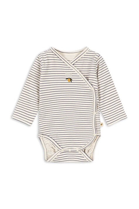 Konges Sløjd Body kojenecké bavlněné s elastanem BASIC LS NEWBORN BODY GOTS bílé KS105897