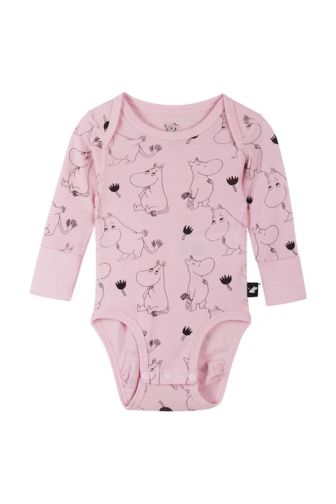 Reima body dziecięce z wełny merino Moomin Raraste różowe 5200069E